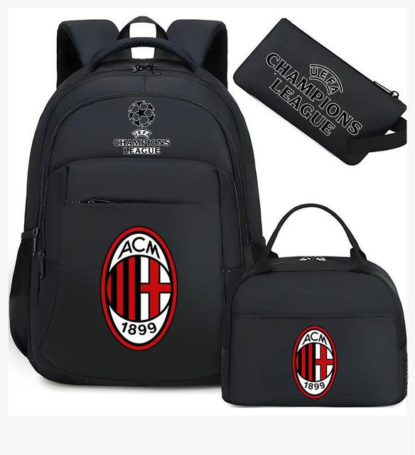 3-teiliges Schulrucksack-Set in Schwarz aus Oxford-Stoff mit großem Fassungsvermögen inklusive Federmäppchen und Schultergurt - Bild 1