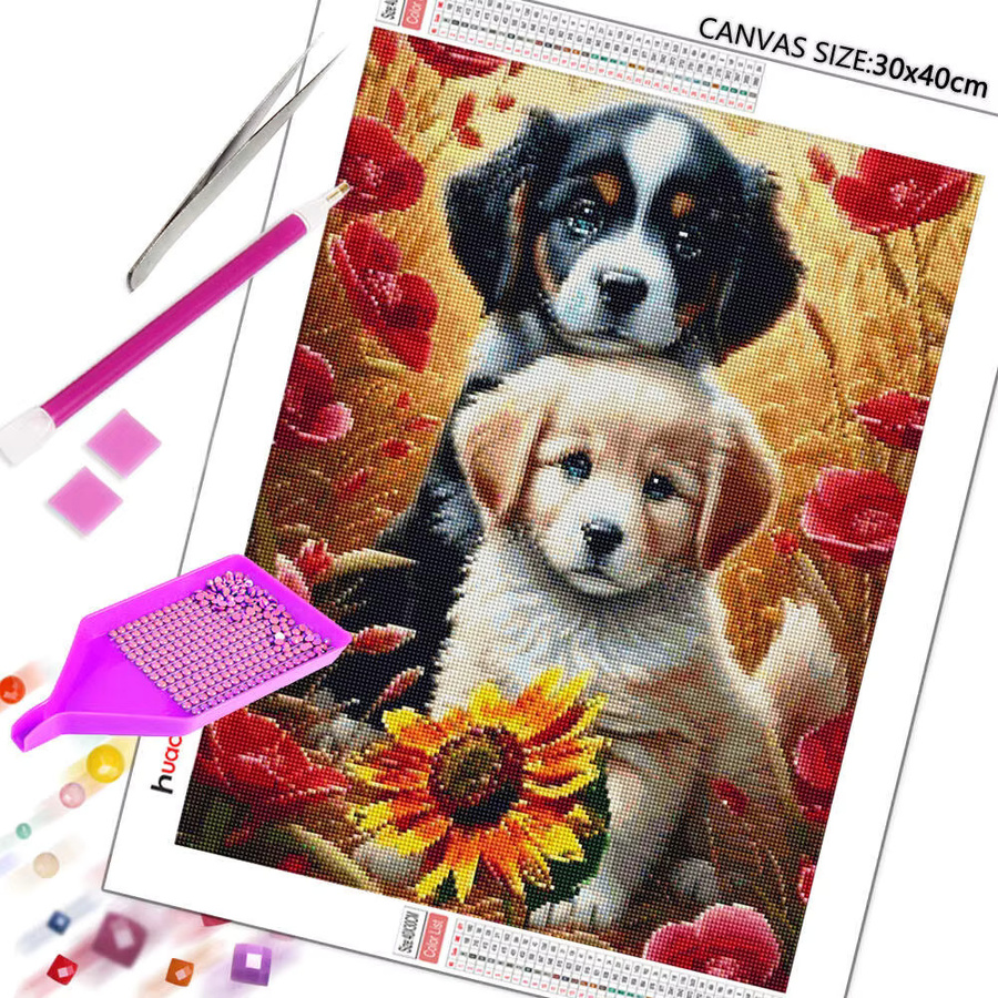 Huacan 5D-Diamantgemälde Hundetier als Diamant-Stickerei in Multicolour, B/H: 20 x 30 cm - Bild 2