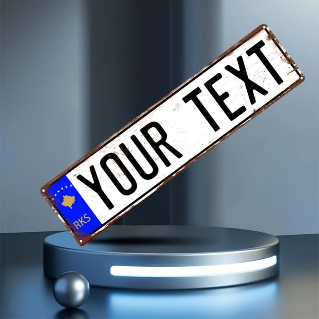 Personalisierbares Retro-Wandschild aus Metall von CIFBUY mit Text oder Foto, weißes Hausname- und Nummernschild im rustikalen Bauernhaus-Stil, Breite: 39,9 cm, Höhe: 9,9 cm - Bild 1
