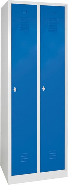 BRB Profi-Kleiderspind 72661 mit Scharniertüren, Kleiderstange und Schloss, grau/blau, H x B x T: 180 x 60 x 50 cm - Bild 1