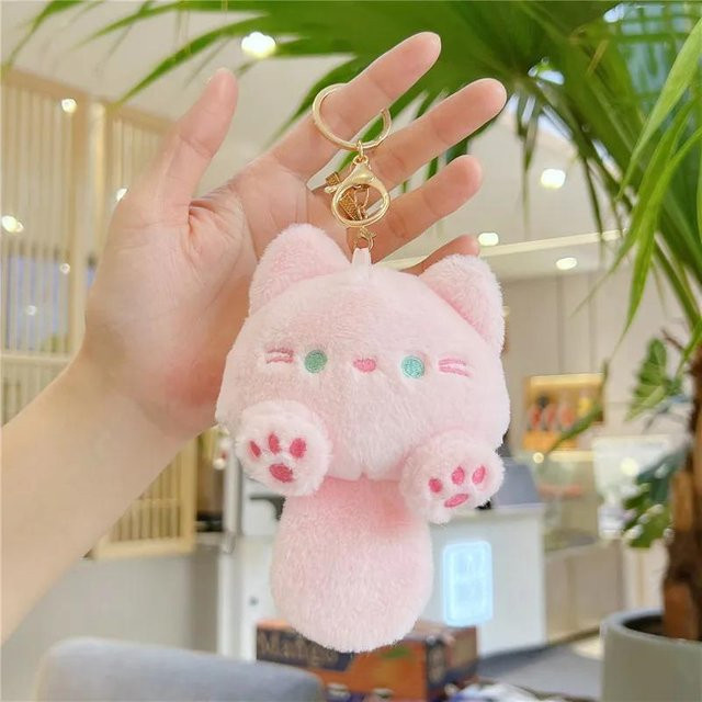 Fashnics Plüschkatzen-Spielzeugpuppe, Quietsche-Schlüsselanhänger, rosa, ab 14 Jahren - Bild 1