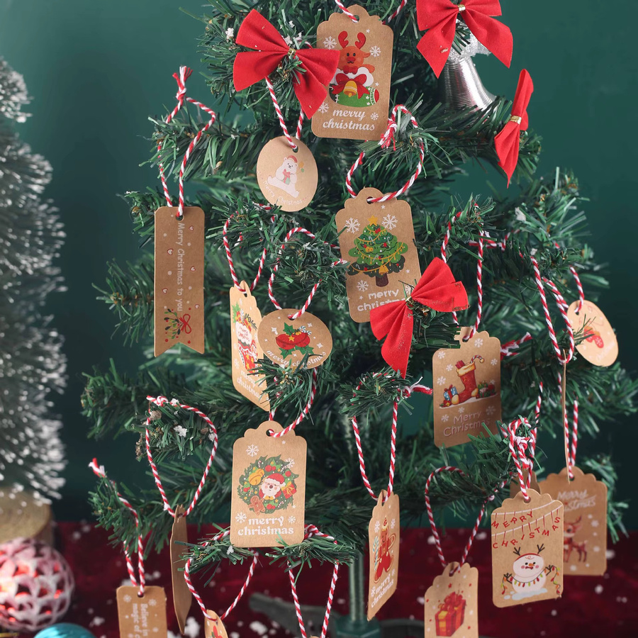 50 Stück Weihnachts-Geschenkkarten mit Elch- und Weihnachtsmann-Muster als Hängeanhänger in Mehrfarbig für Deine Weihnachtsfeier und Party - Bild 3