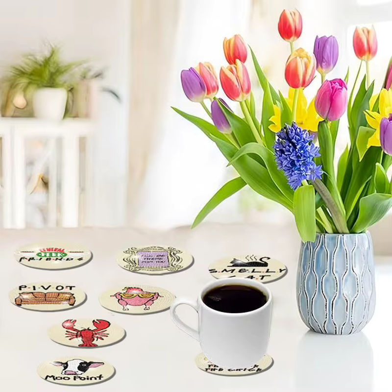 8-teiliges DIY-Diamant-Malerei-Set mit Tier-Design und bunten Kristall-Mosaik-Untersetzern - Bild 2