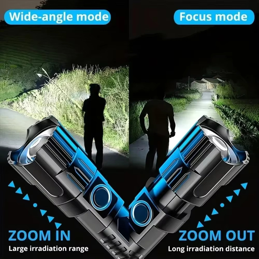 Heinast LED Taschenlampe mit Teleskop-Zoom und USB-Wiederaufladung für Camping und Notfälle - Bild 4