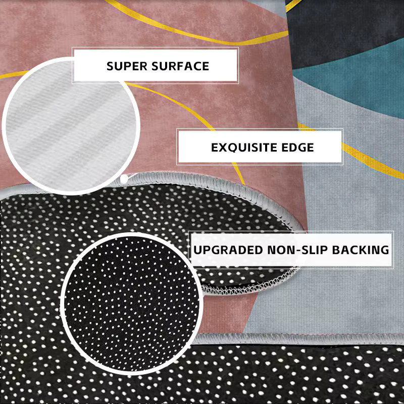 VIKAMA Geometrischer Kristall-Teppich in Multicolour, rutschfester moderner Teppich für Wohnzimmer und Schlafzimmer - Bild 4
