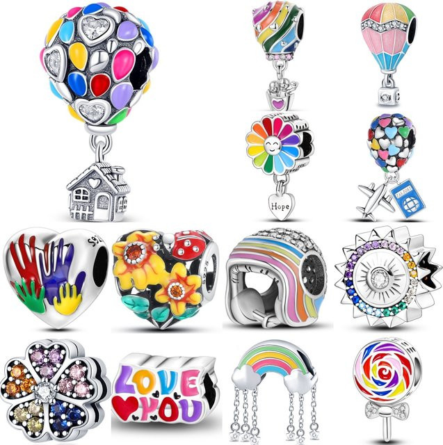 Charms-Perlen 925 Sterlingsilber, Heißluftballon-Sonnenblume-Farbserie - Bild 1