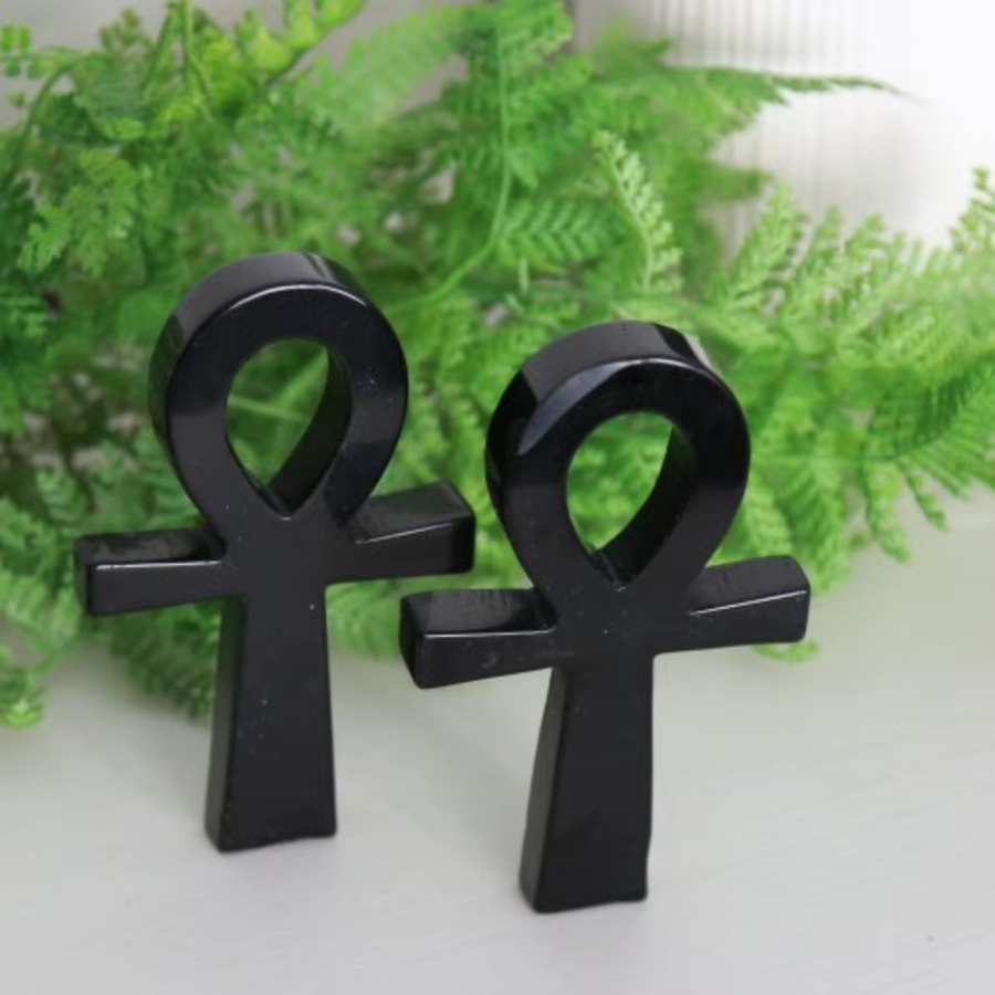 CrystalHola Handgeschnitzter Obsidian Anka Mineralstein in Schwarz als Wohndekoration - Bild 2