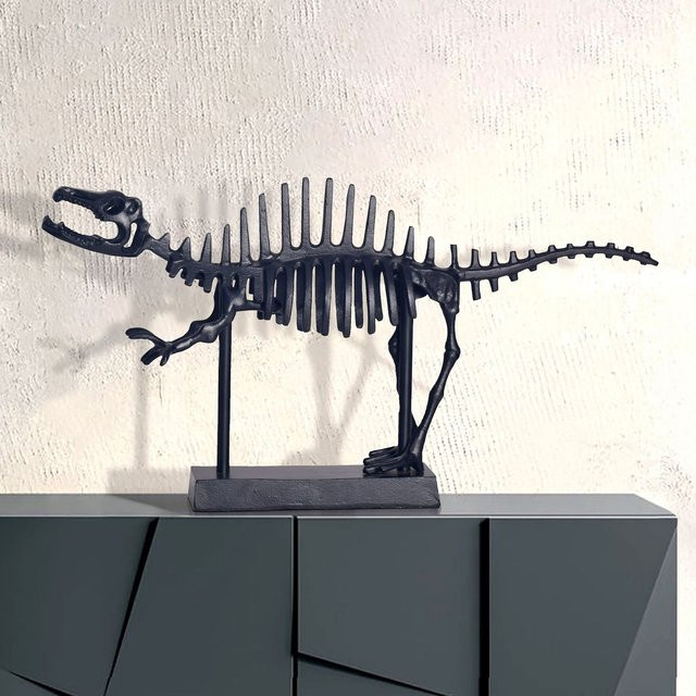 FineBuy T-Rex Deko-Figur Dino Fossil in Schwarz aus Alu mit modernem Design, Höhe: 62 cm - Bild 1