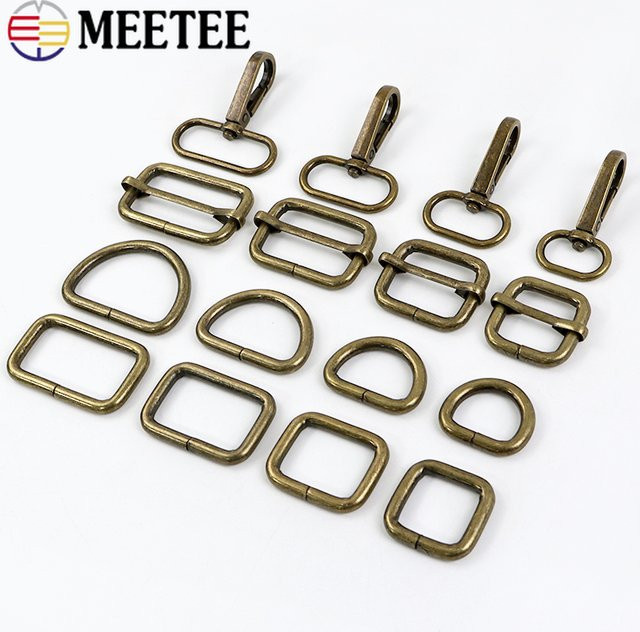 Meetee Metall D-Ring Verschluss Drehbarer Karabinerhaken in Gold für Rucksack und Taschen DIY Hardware Zubehör 20-38mm - Bild 1