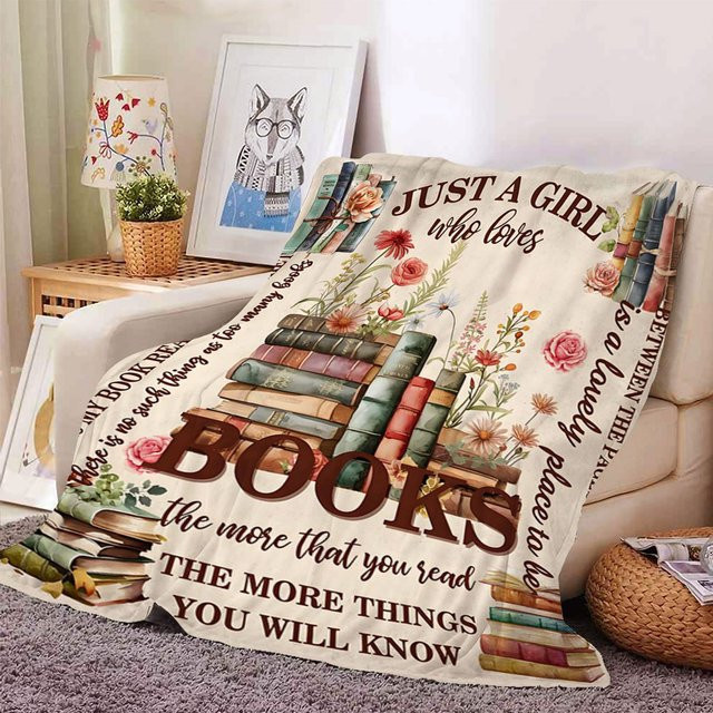 VIKAMA Unisex-Decke im Vintage-Stil mit floralem Aufdruck in Beige, warm und weich - Bild 1