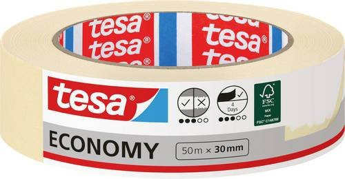 Tesa Malerband Economy Kreppband Beige, Breite: 30 mm, Länge: 50 m - Bild 1