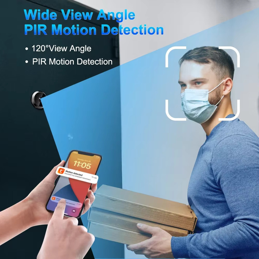 Awapow Tuya Drahtlose Radar Türklingel mit Wifi, Türspion Kamera mit 1080P Nachtsicht, PIR Bewegungserkennung und 4,3 Zoll Display in Schwarz - Bild 4