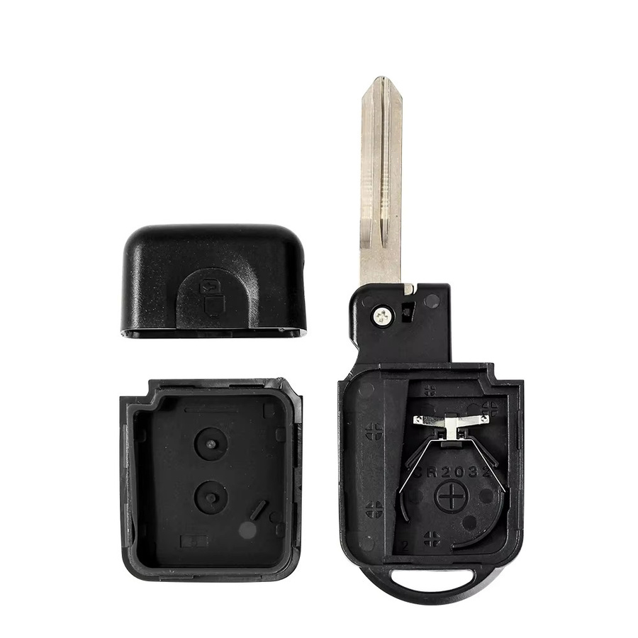 KEYYOU 2-Tasten-Fernbedienung Gehäuse für Nissan Micra Xtrail Qashqai Juke Duke in Schwarz mit Uncut Blade - Bild 2