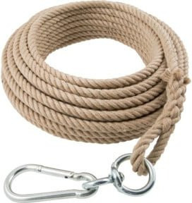 Hanfseil mit Karabiner und Wirbel in Braun, Länge: 20 m, Durchmesser: 16 mm - Bild 1