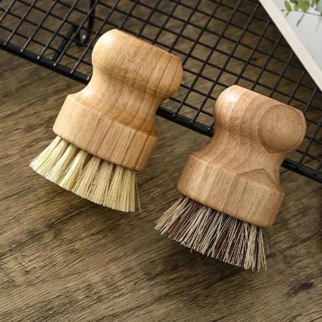 Corziky 2er-Set Küchenreinigungsbürsten aus Holz mit natürlichem Sisal und Kokosfasern in Braun - Bild 1