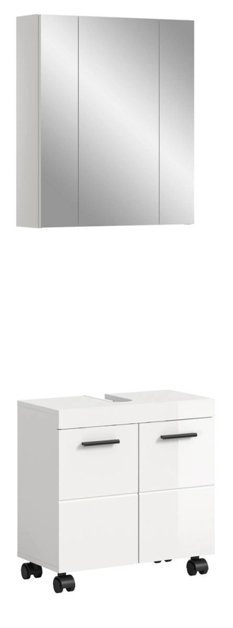 Badmöbel Set Talerno von Inn.Furn in Weiß Hochglanz, 2-teilig bestehend aus Waschtischunterschrank und Spiegelschrank, Breite: 60 cm - Bild 3