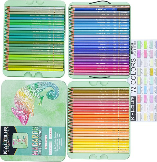 72-teiliges Macaron-Farbstift-Set in Multicolour mit pigmentierten weichen Pastell-Zeichenstiften aus Holz für Schule, Skizzieren und Malen - Bild 1