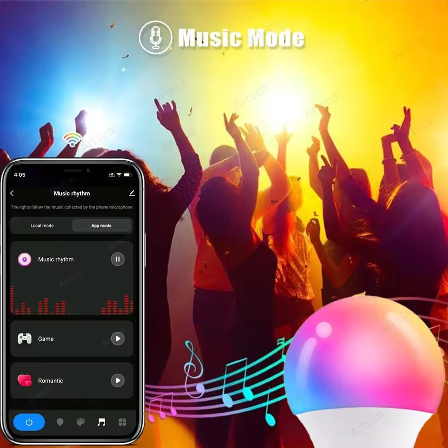 Tuya Smart LED Glühbirne E27 RGB Multicolour mit Wifi und Bluetooth, kompatibel mit Alexa und Google Assistant - Bild 5