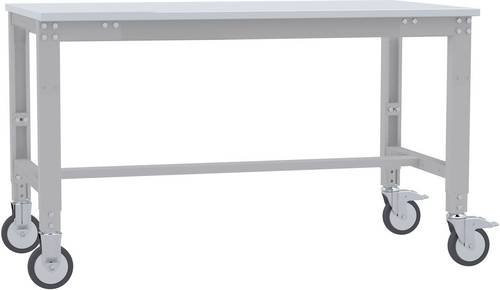 Manuflex AU7359.9006 Universal Arbeitstisch mobil mit PVC-Platte in Alusilber, B/T/H: 150 x 80 x 75,2-97,2 cm - Bild 1