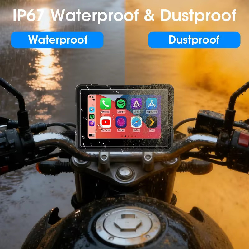 Jansite 5 Zoll Motorrad-Navigationssystem mit GPS, Wireless CarPlay & Android Auto, Bluetooth 5.0 und IPX7 wasserdichtem Touchscreen in Schwarz - Bild 5