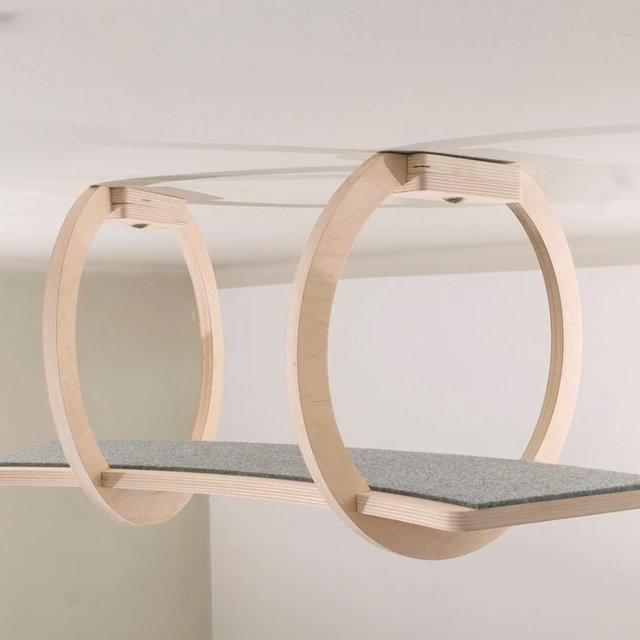 Katzen Kletterregal aus Holz in Beige als Wandregal und Schlafplatz für Katzen zum Klettern und Spielen - Bild 1