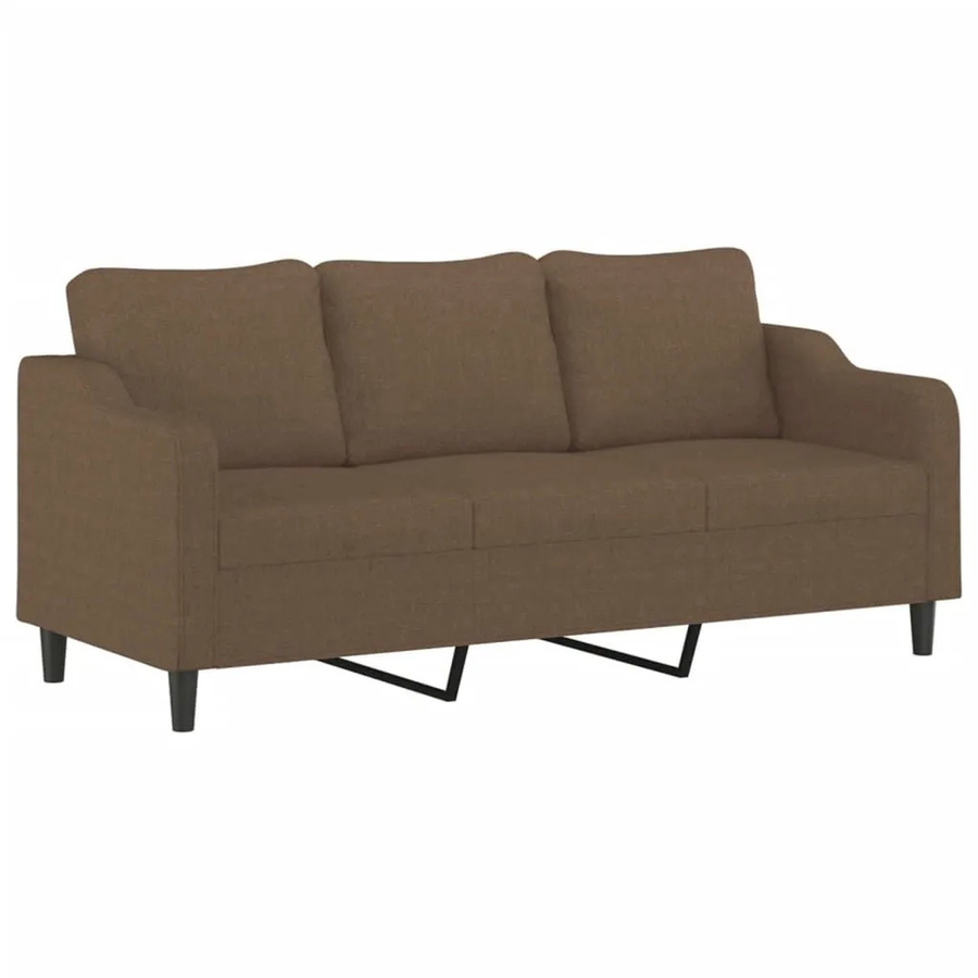 vidaXL 3-Sitzer-Sofa in Braun mit Stoffbezug und Metallrahmen, Modernes Design mit Armlehnen - Bild 2