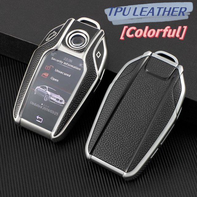 LED Display Auto Schlüsselhülle aus TPU und Leder für BMW 5er, 7er, X3, X4, X5, X7 und i8 Serie - Bild 1