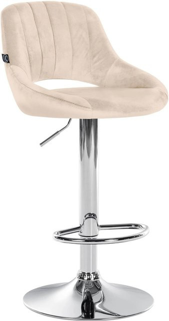 DELUKE Barhocker SEGAD mit Lehne aus Samt in Creme und Silber, B/T/H: 47 x 48 x 85 cm - Bild 1