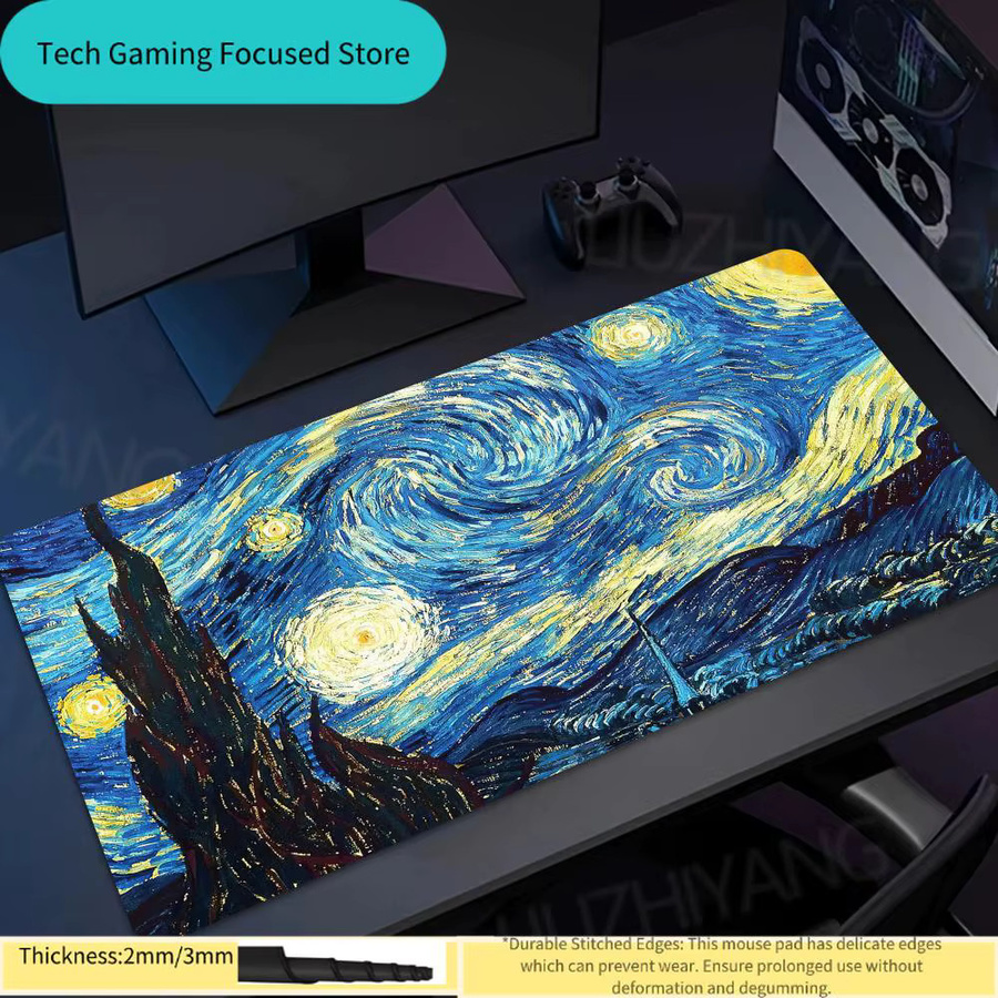 Potdemiel Gaming-Mauspad Sternennacht von Van Gogh XXL Schreibtischmatte Multicolor - Bild 2
