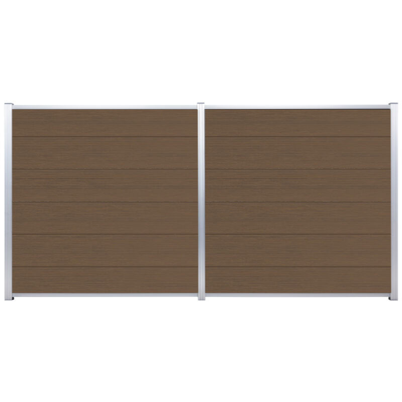 Sichtschutzzaun ELZE von T&J aus WPC und Aluminium in Braun, Höhe: 175 cm, Breite: 140 cm, Tiefe: 28 cm - Bild 1