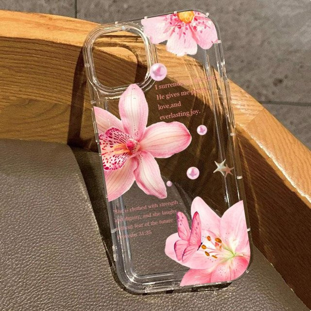 Transparente iPhone Hülle mit Blumenlilien-Druck, stoßfeste weiche Schutzhülle für Apple iPhone 17 16 15 14 13 12 11 Pro Max XS XR 7 8 Plus und 16E 17 Air - Bild 1