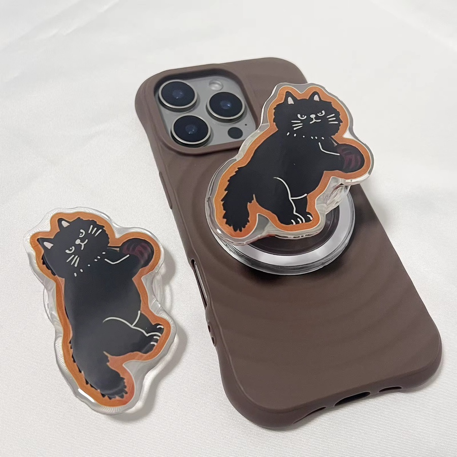 Schwarzer Katzen-Handyhalter mit Wollball als Griptok-Halterung für iPhone 17 Pro Max Hüllen - Bild 3