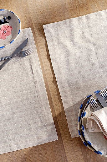 Jotex Tischset 2er-Pack gestreift in Beige aus Baumwolle - Bild 1