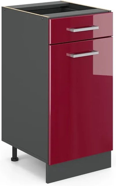 Vicco Küchenunterschrank R-Line Bordeaux Hochglanz Anthrazit Breite: 40 cm - Bild 1