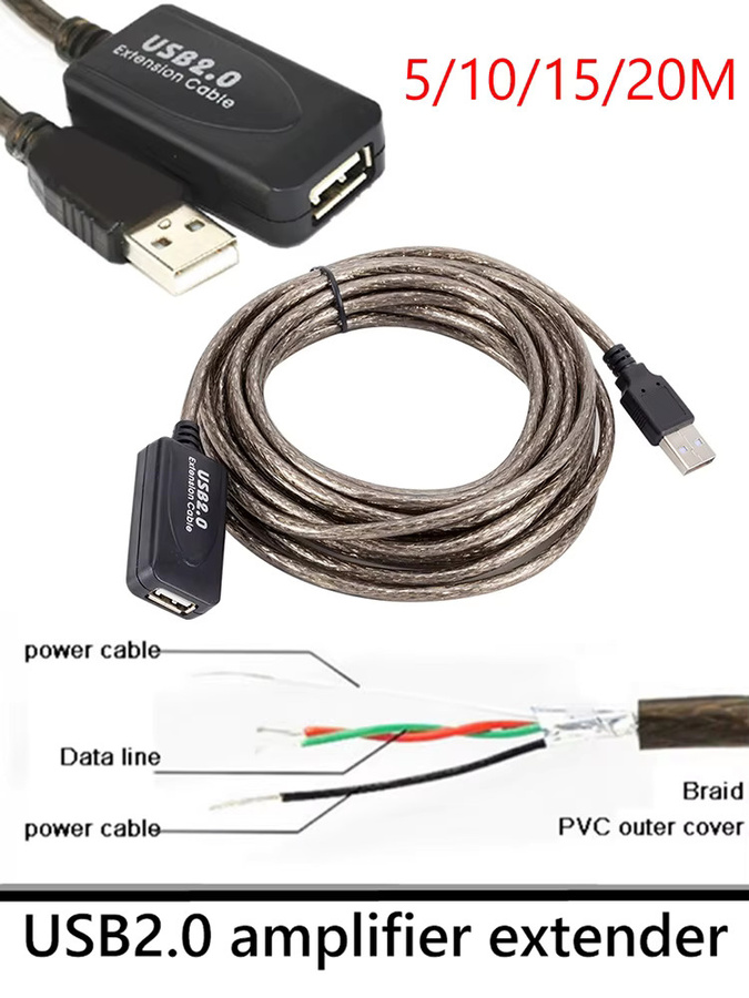 VODOOL USB 2.0 Aktives Verlängerungskabel USB-A Stecker auf Buchse in Schwarz - Bild 6