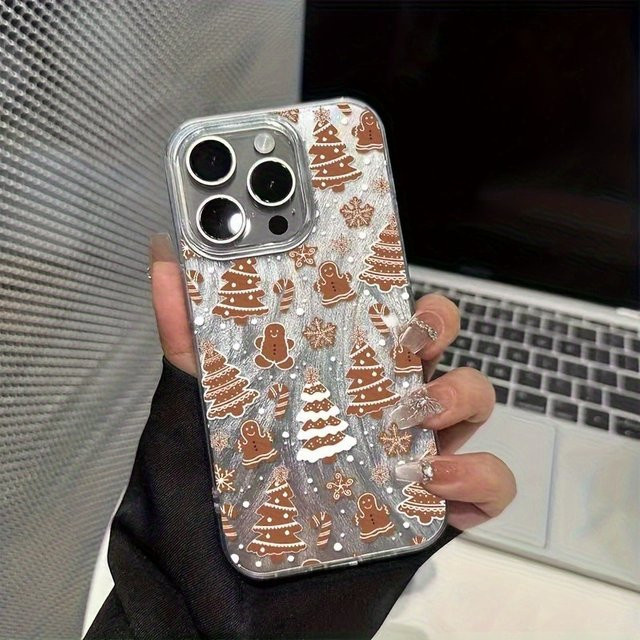 Silberne TPU-Handyhülle mit rotem Weihnachtsbaummuster für iPhone 11 bis iPhone 17 Pro Max und weitere Modelle - Bild 1