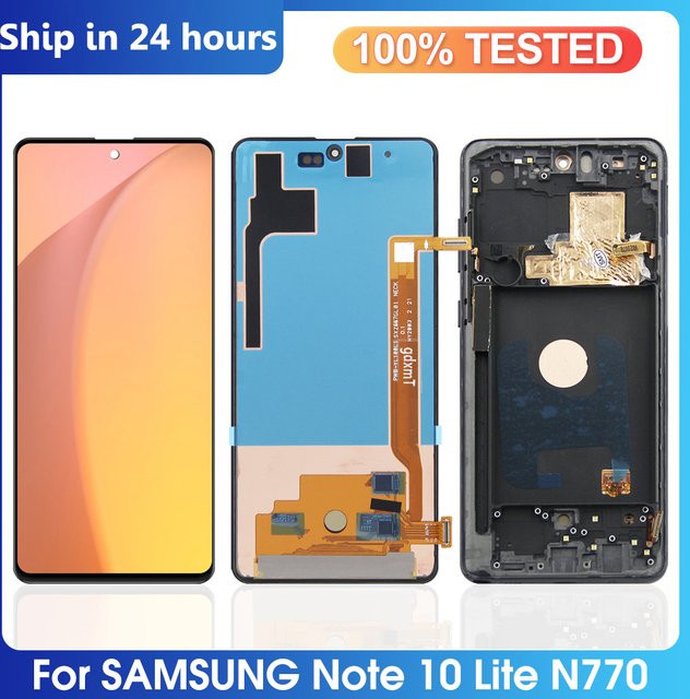 Samsung Note 10 Lite N770 Ersatz LCD Display mit 6,7 Zoll AMOLED Touch Screen und Rahmen in Schwarz - Bild 1