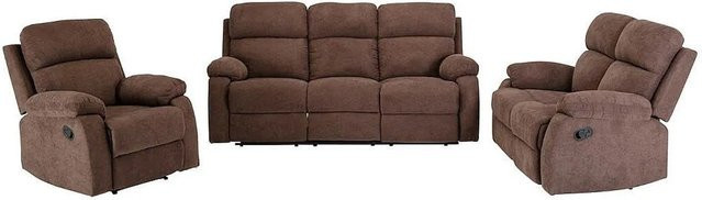 Vente-unique Couchgarnitur Tolzano in Braun mit 3-Sitzer Sofa, 2-Sitzer Sofa und Sessel, B/T/H: 201 x 146 x 91 cm - Bild 1