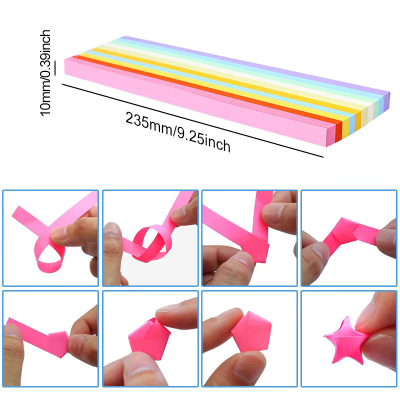ZYF Origami Sternpapier Set mit 540 Blatt buntem Regenbogen Farbverlauf für DIY Bastelarbeiten - Bild 3