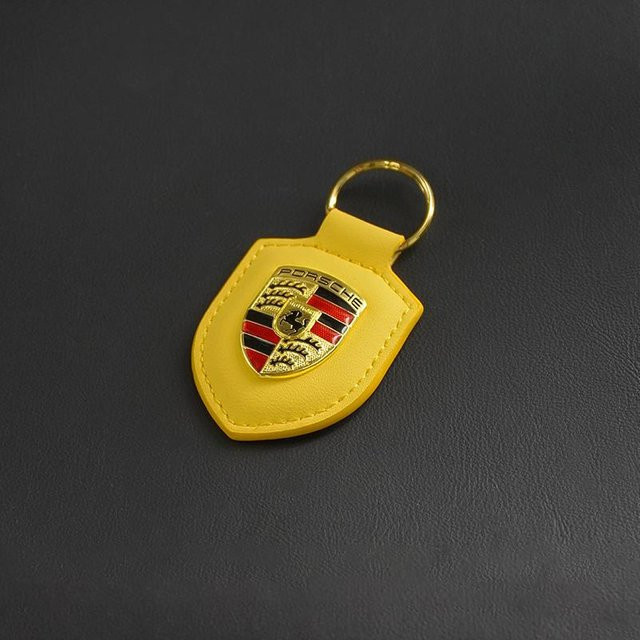 Porsche Schlüsselanhänger Leder-Metall, Unisex, Yellow - Bild 1