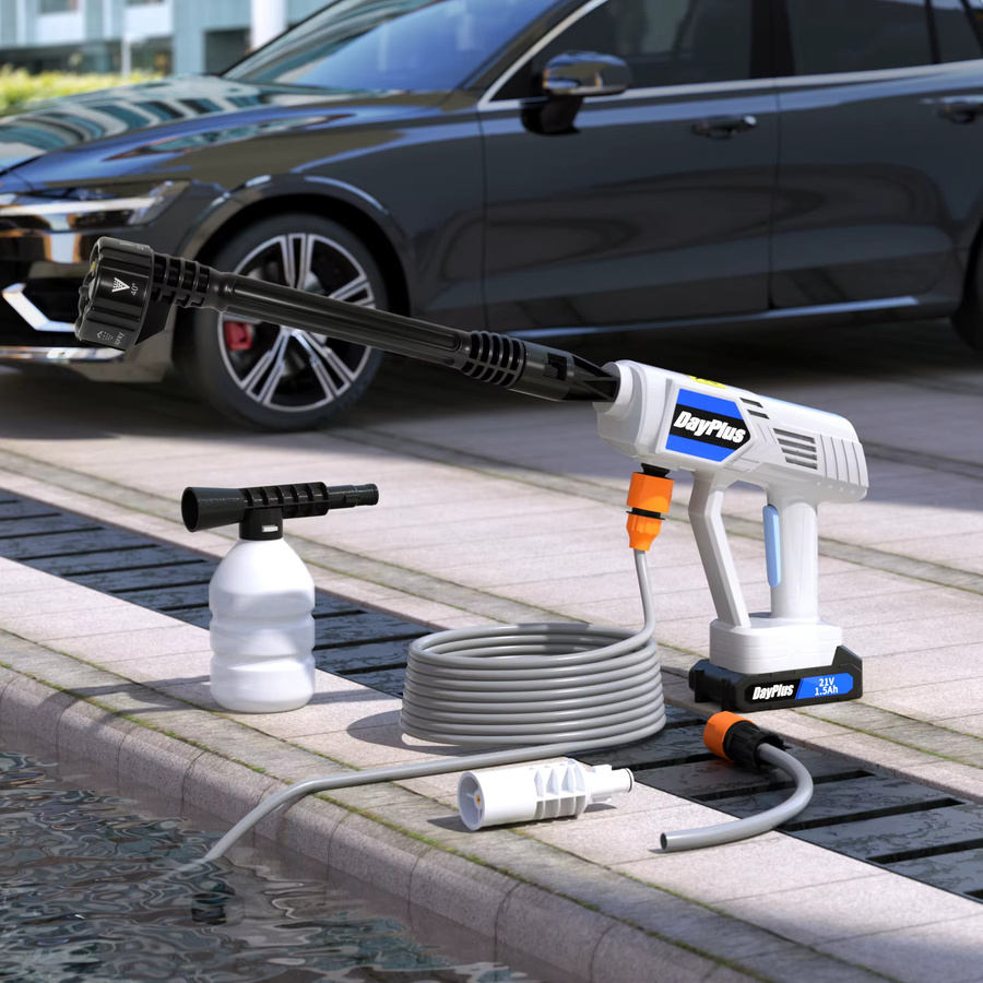 EMDTOOL 6-in-1 Kabelloser Hochdruckreiniger 650W mit 21V Akku und Wassertank, Weiß - Bild 4
