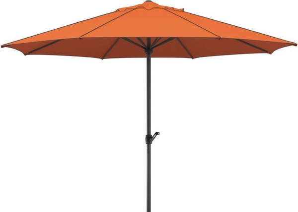 Schneider Marktschirm Adria in Terracotta mit Kurbelmechanik, Durchmesser: 350 cm, UV 50+ und Aluminiumgestell