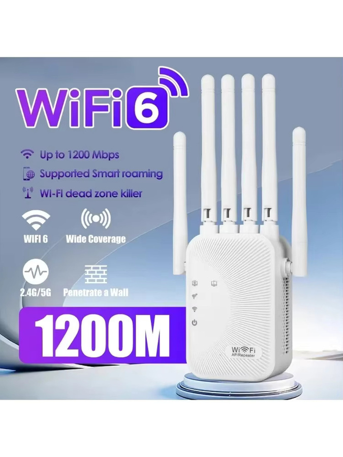 XIKCU Dual-Band Wi-Fi Repeater 1200Mbps WLAN Verstärker in Weiß - Bild 6