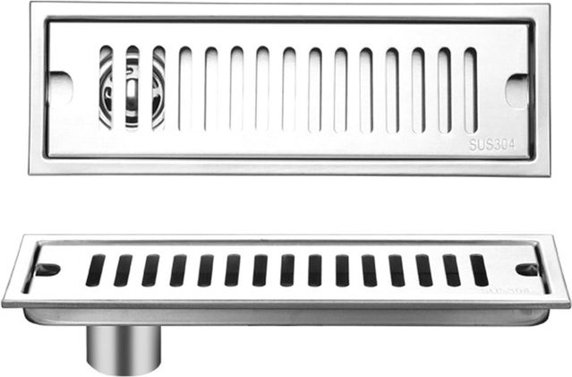 TOMTOP JMS Linearer Duschablauf aus Edelstahl in Grau mit Haarsieb und abnehmbarem Boden, B: 40 cm, T: 30 cm - Bild 1