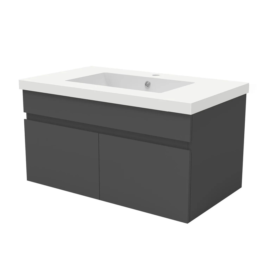 AICA Badmöbel Set BERGEN Waschtisch mit Unterschrank in Anthrazit Matt mit Softclose, Breite: 80 cm - Bild 2