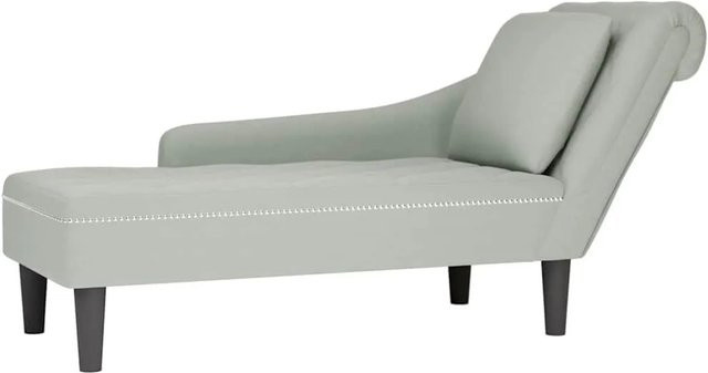 vidaXL Chaiselongue aus Samt mit Lendenkissen und Armlehne, Hellgrau, B: 145 cm, H: 70 cm, T: 110 cm, 56 cm - Bild 1