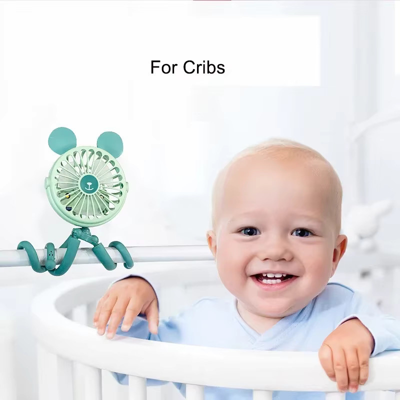Vvocci Mini USB-Ventilator für Kinderwagen und Autositze, tragbarer und leiser Akku-Ventilator in Blau - Bild 3