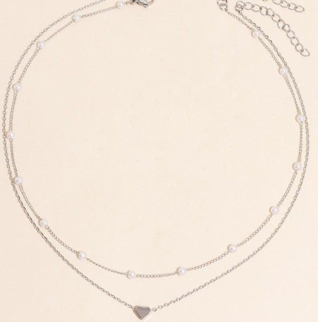YIRAN Halskette mit Herz Anhänger, Kupfer, Gold, Perle, Zirkonia, Damen - Bild 1