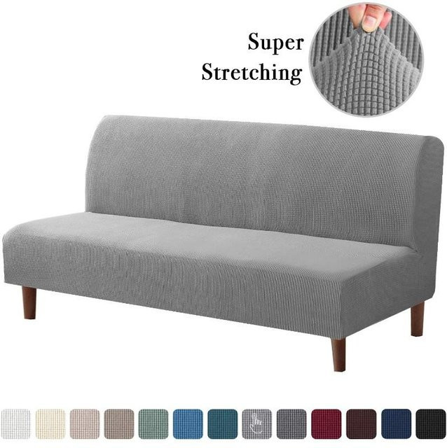 RTTIME Elastischer Sofa-Bettbezug ohne Armlehnen in Lichtgrau, moderner Stretchbezug aus Jacquard-Spandex für dein Sofa - Bild 1