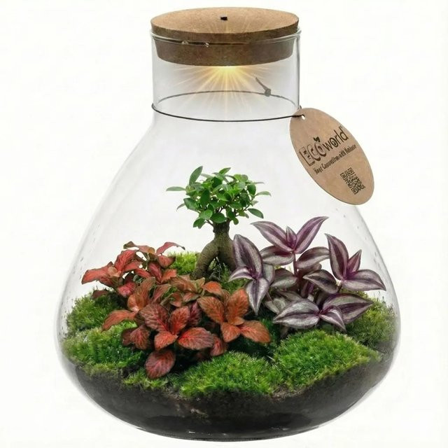 Vdvelde Mini Terrarium DIY Selbstversorgendes Pflanzensystem aus Glas und Kork in Transparent - Bild 1